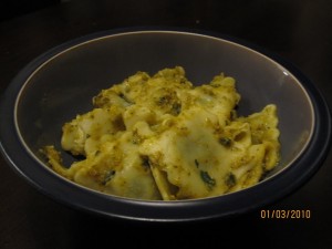 Spinach & Cheese Ravioli with Pumpkin Pesto Sauce