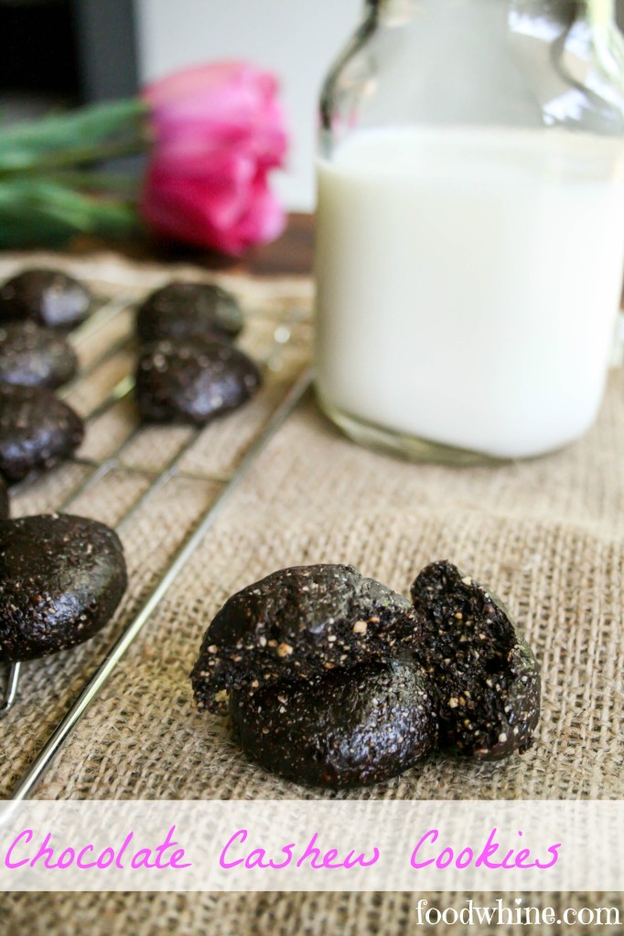 Chocolate Cashew Cookies by Food & Whine. Gluten-free, Vegan, sweetened with honey.