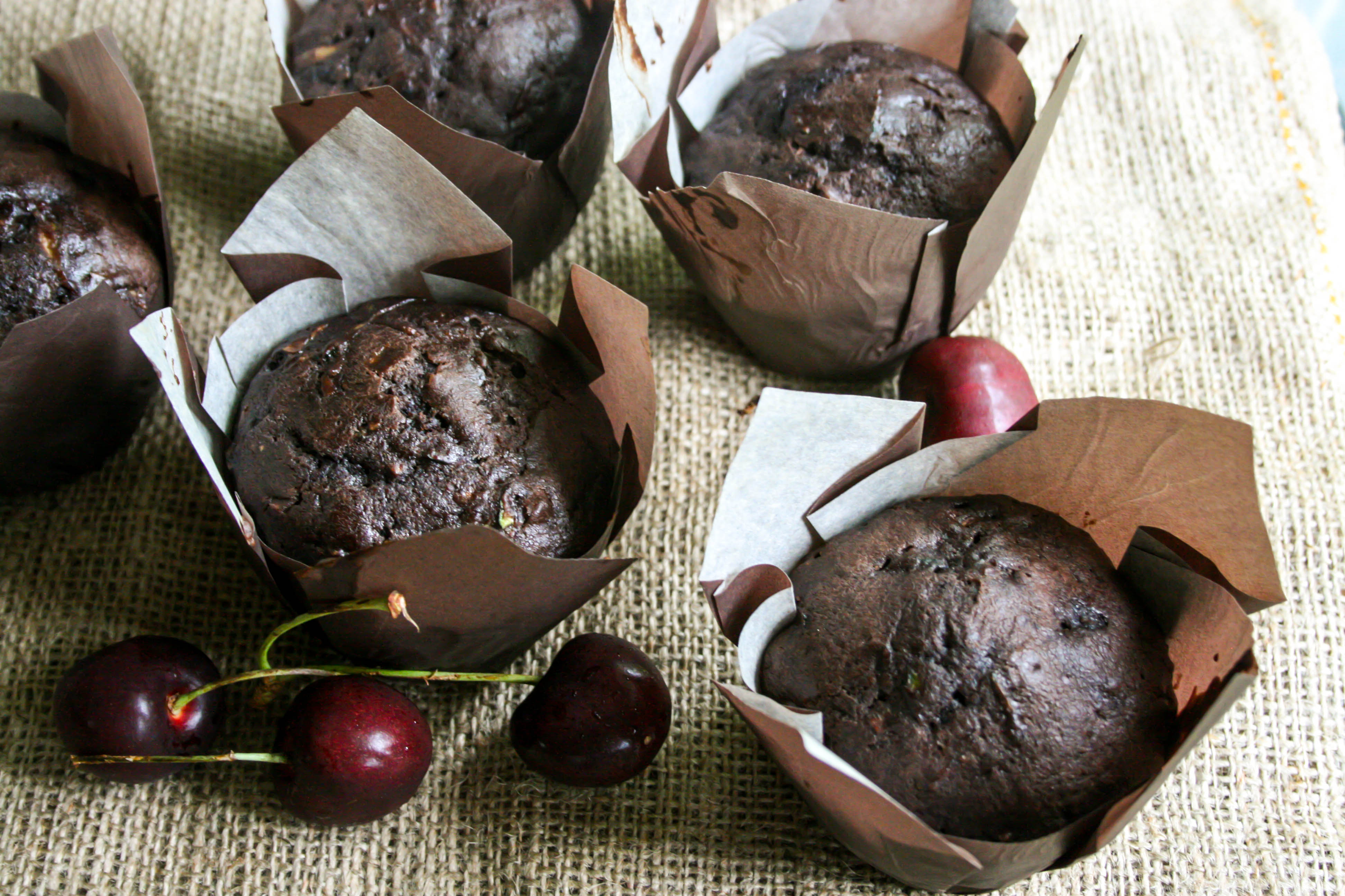 Chocolate Cherry Zucchini Muffins