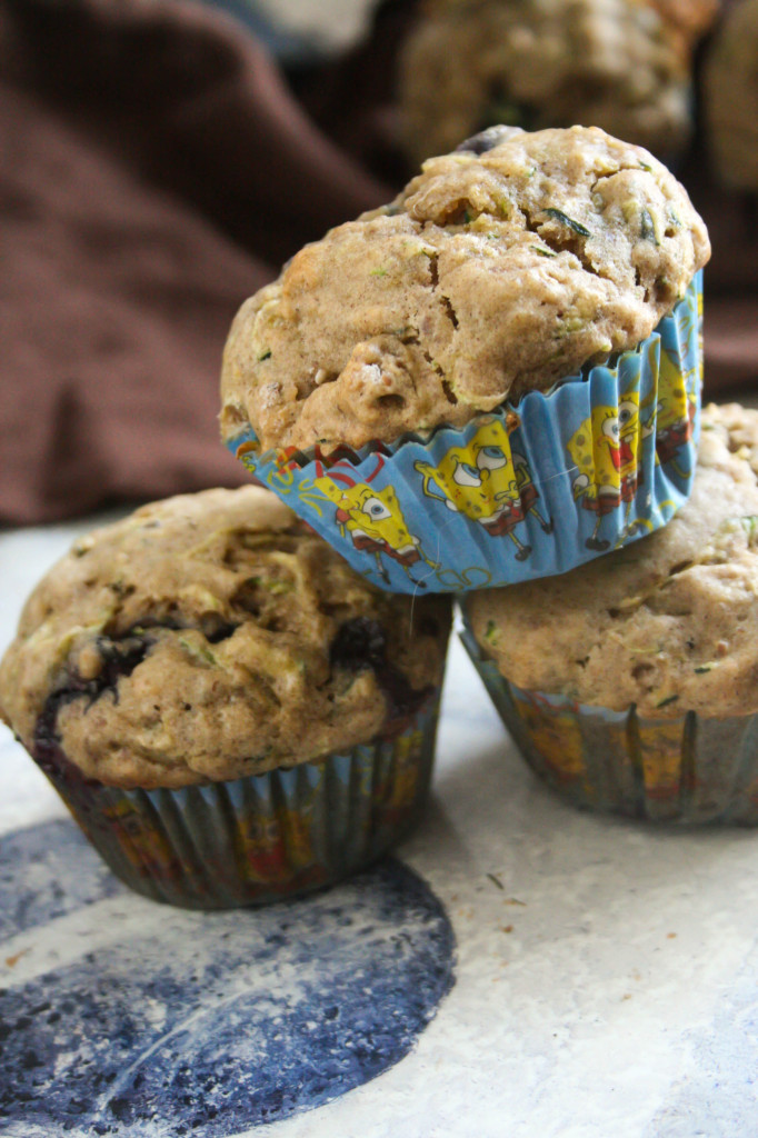 Zucchini Blueberry Muffins...with Spongebob liners!