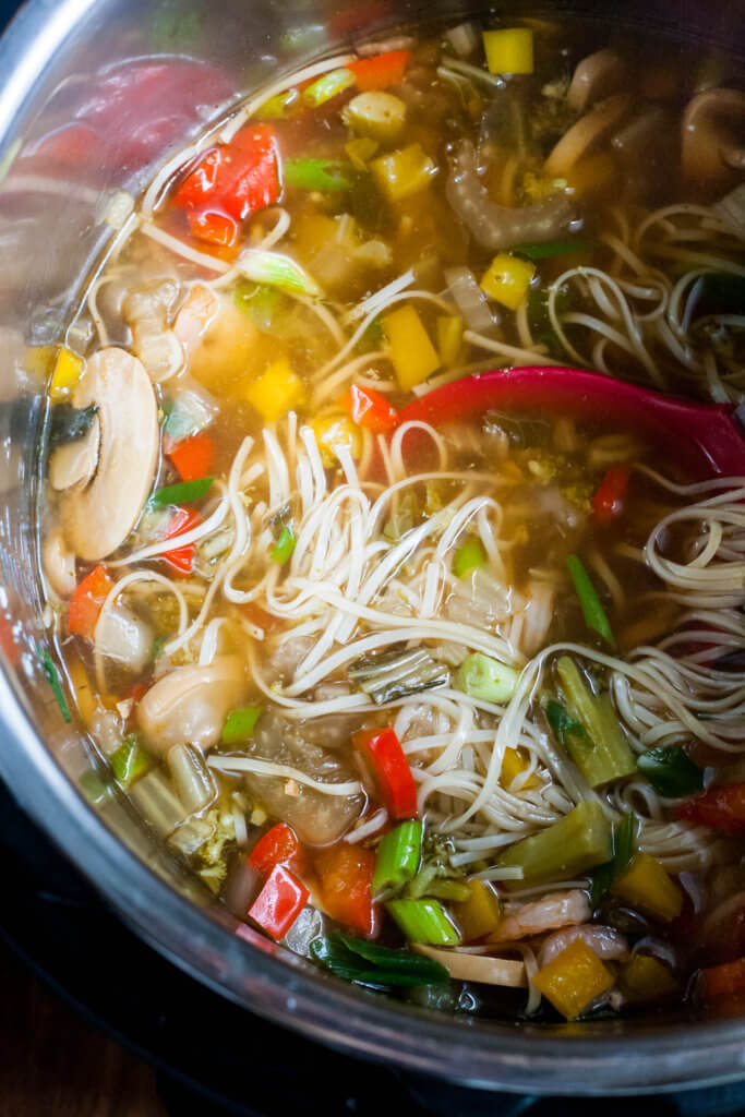 Asian Noodle Soup can be made in the Instant Pot or the stovetop. Instructions included for both methods. It's so fast and easy!